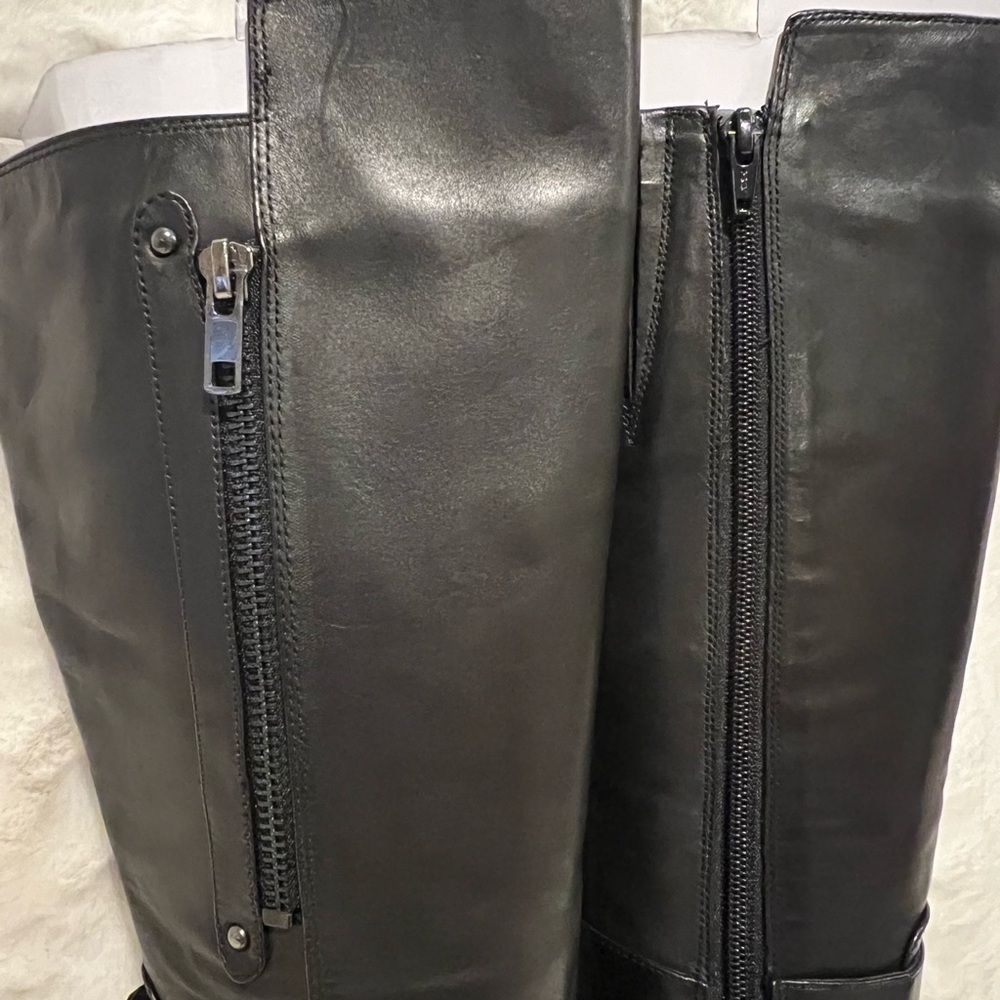 NINE WEST knee high boots platform stiletto black zip ankle buckle sz 5M NWT. - Picture 5 of 15
